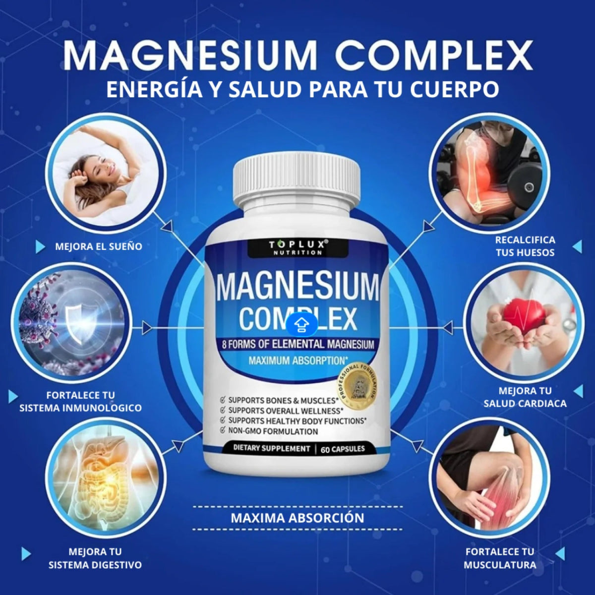MAGNESIO COMPLEX: Suplemento Natural Magnesio 600mg jomaka.cl